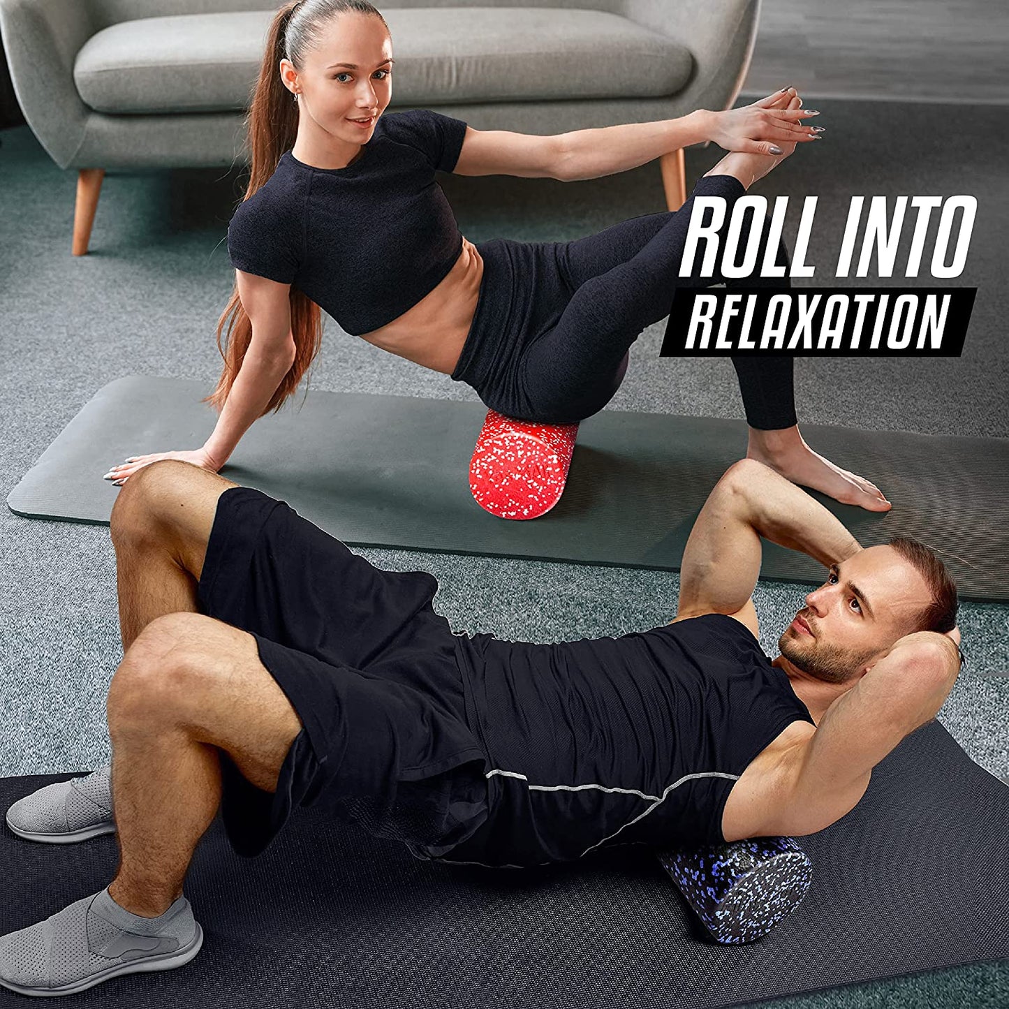 High-Density round Back Roller Foam, Exercise Foam Roller for Yoga, Pilates & Stretching - 12, 18, 24, 36 Inch